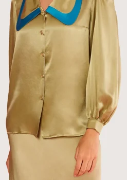 Baseball Olive Green Blouse|Flabelus New