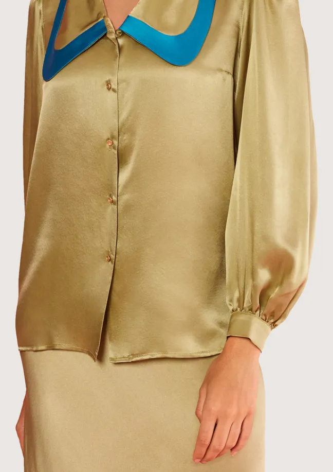 Baseball Olive Green Blouse|Flabelus New