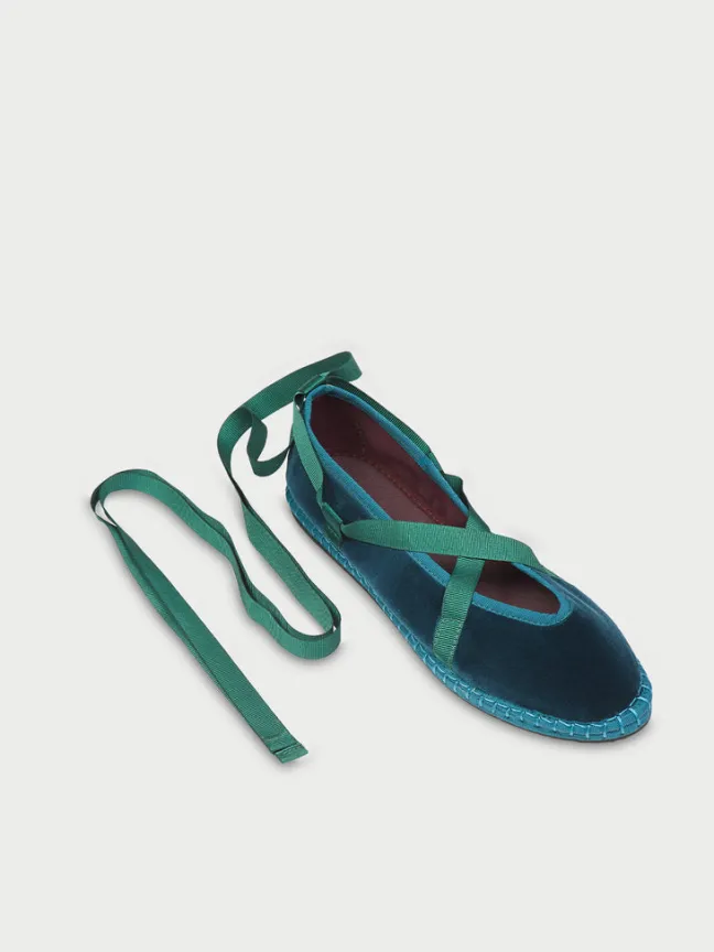 Eichiro Velvet Ribbon Petrol Green|Flabelus Hot
